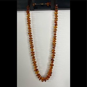 Vintage Russian Amber Necklace Golden Chunky Graduated Nuggets Brass Clasp
